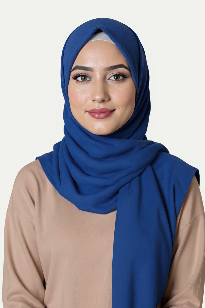 Midnight Blue hijab – model – Najatique