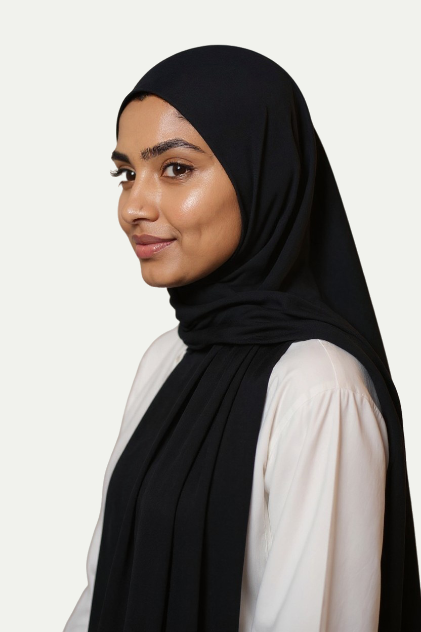 Premium Jersey Hijab – Black Elegance (Zwart Elegant)