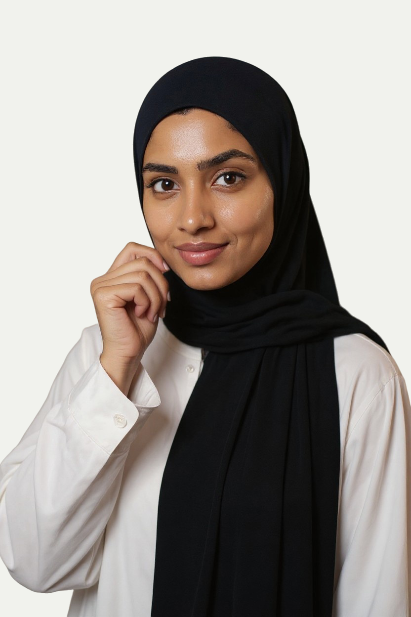 Premium Jersey Hijab – Black Elegance (Zwart Elegant)