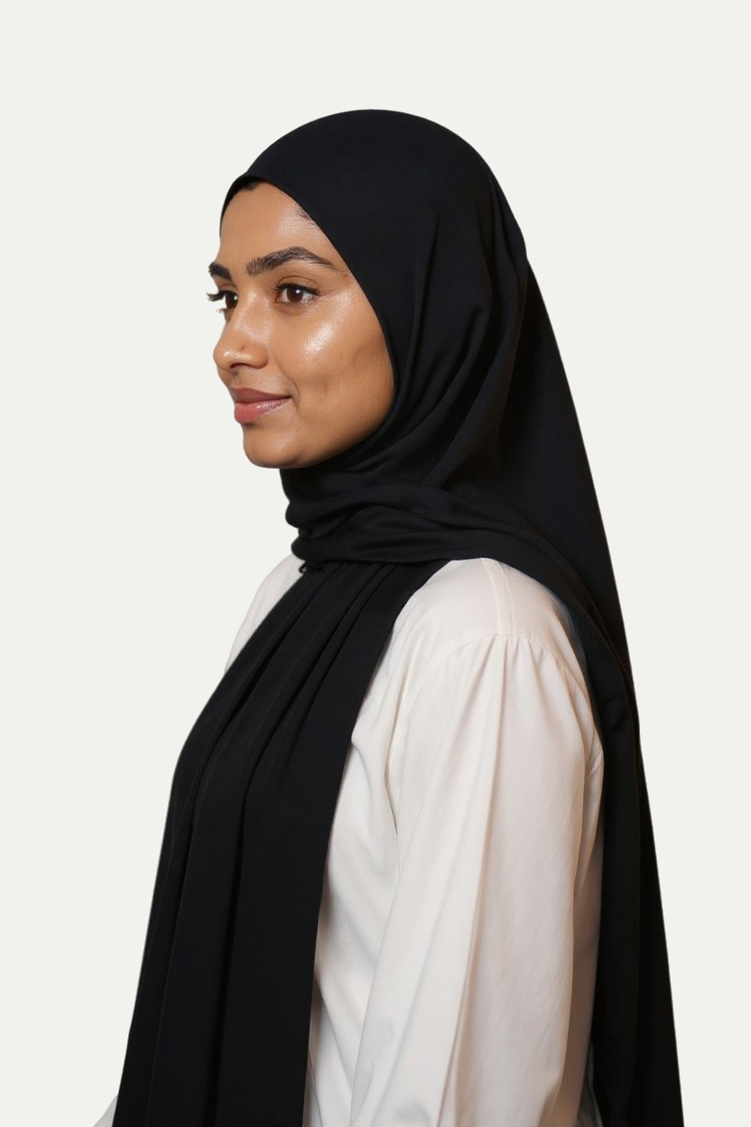 Premium Jersey Hijab – Black Elegance (Zwart Elegant)