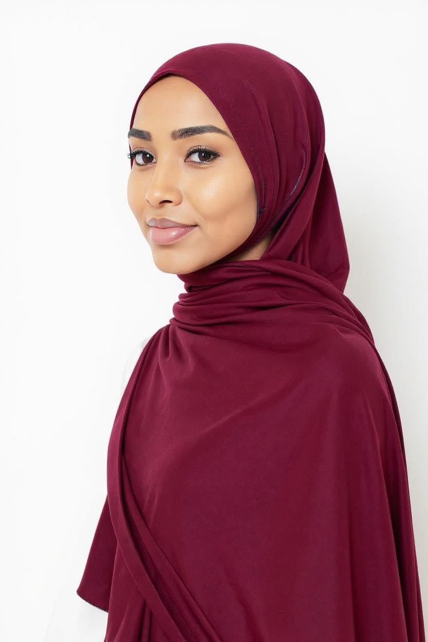 Jersey Hijab - Bourgondisch Paars