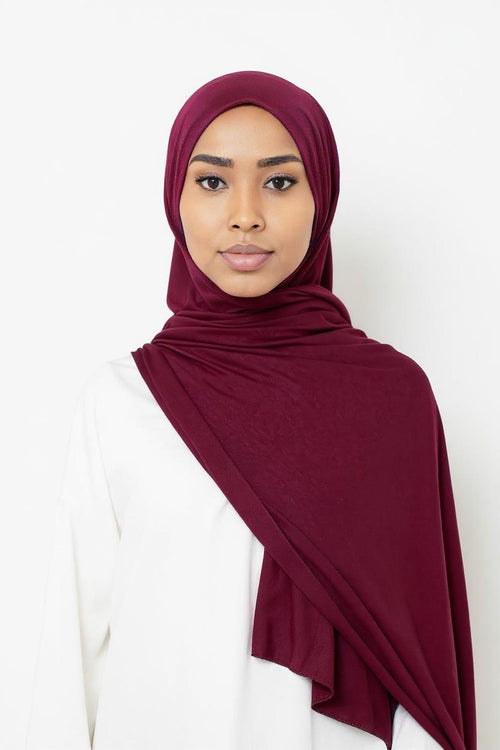 Jersey Hijab - Bourgondisch Paars