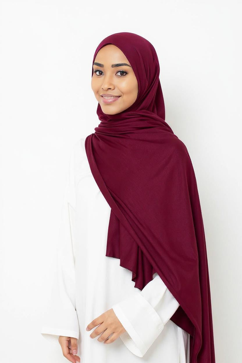Jersey Hijab - Bourgondisch Paars