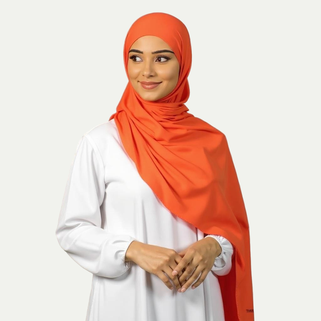 Jersey Hijab - Orange Bloom