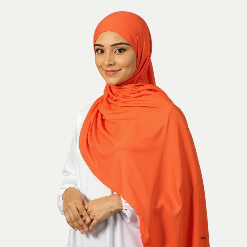 Jersey Hijab - Orange Bloom