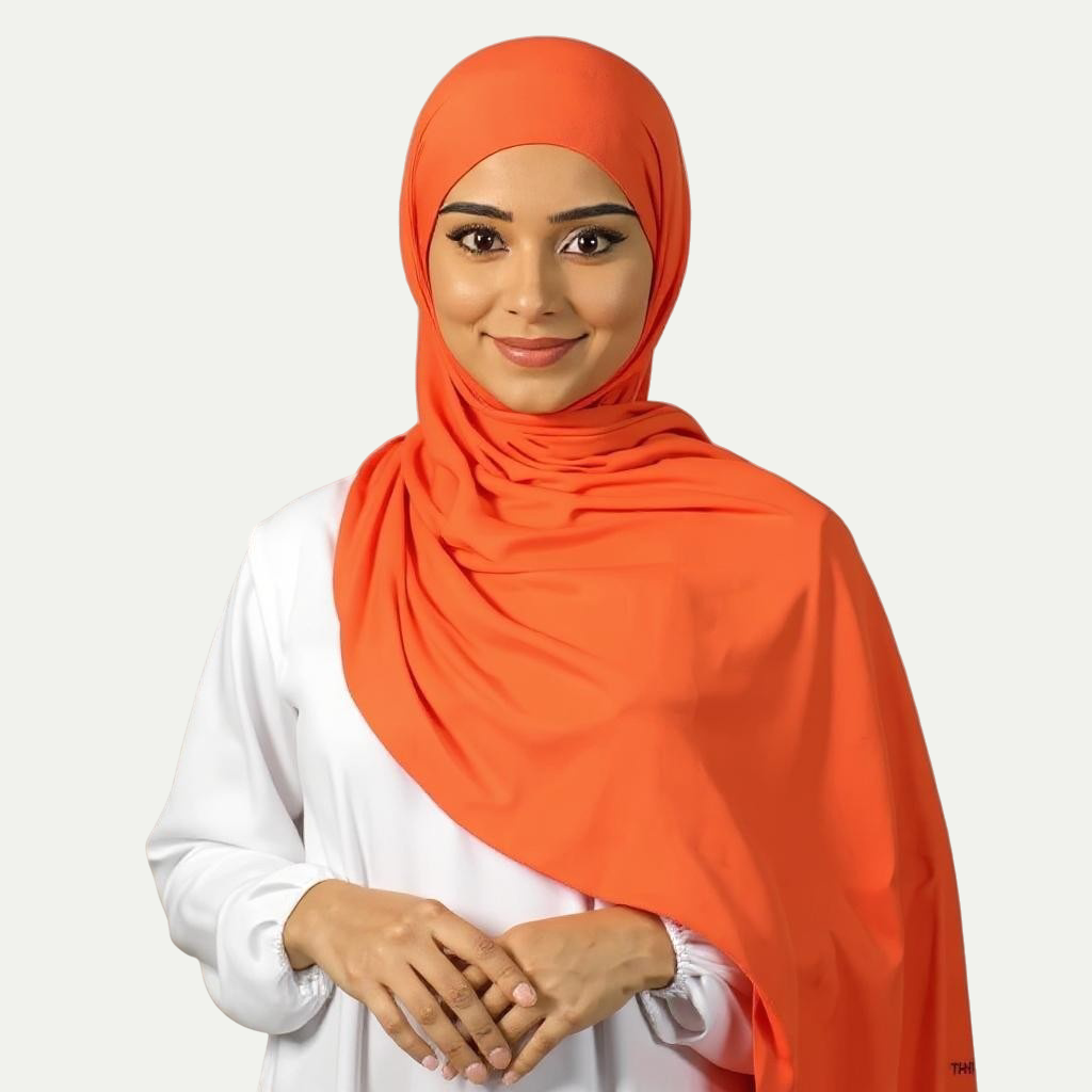 Jersey Hijab - Orange Bloom